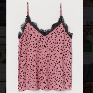H&M pink leopard cami tank top